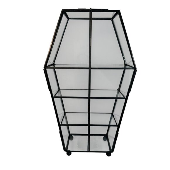Other - Black Copper & Glass Coffin Display Cabinet w/ Shelves Gothic Home Decor Vampire